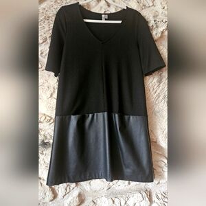 ASOS Black Shift Size 6 Dress With Leather Look Bottom.